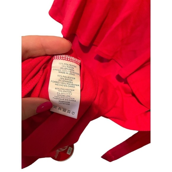 Isaak Mizrahi Peplum Dress Women's 8 Red Lined Polyester Boat Neck Sleeveless - Picture 4 of 7